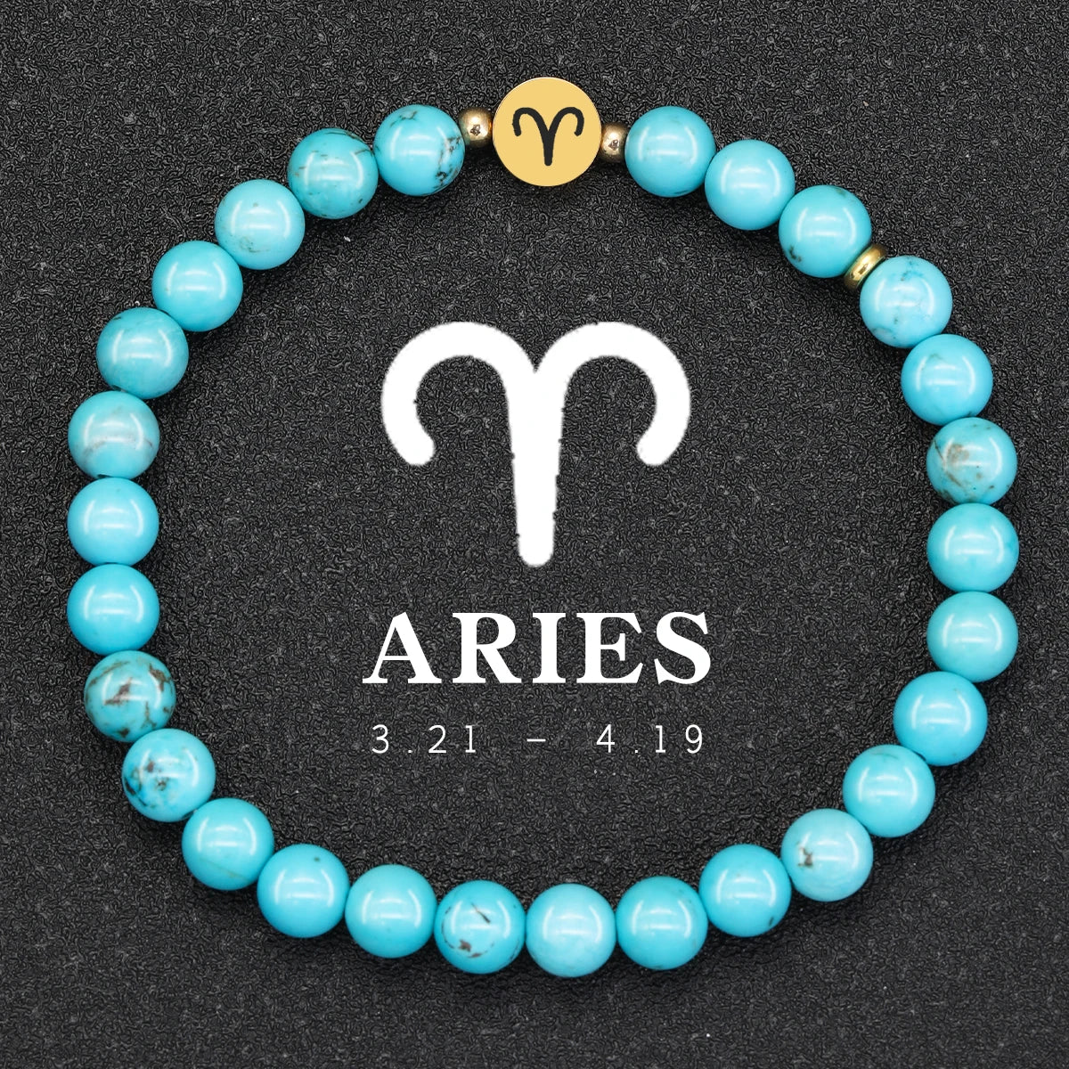 Natural Stone Blue Turquoise 12 Zodiac Bracelets