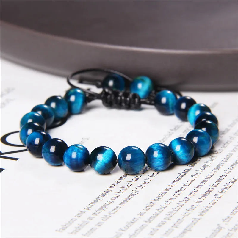 Cool Royal 5 Star Natural Stone Tiger Eye Beaded Bracelets