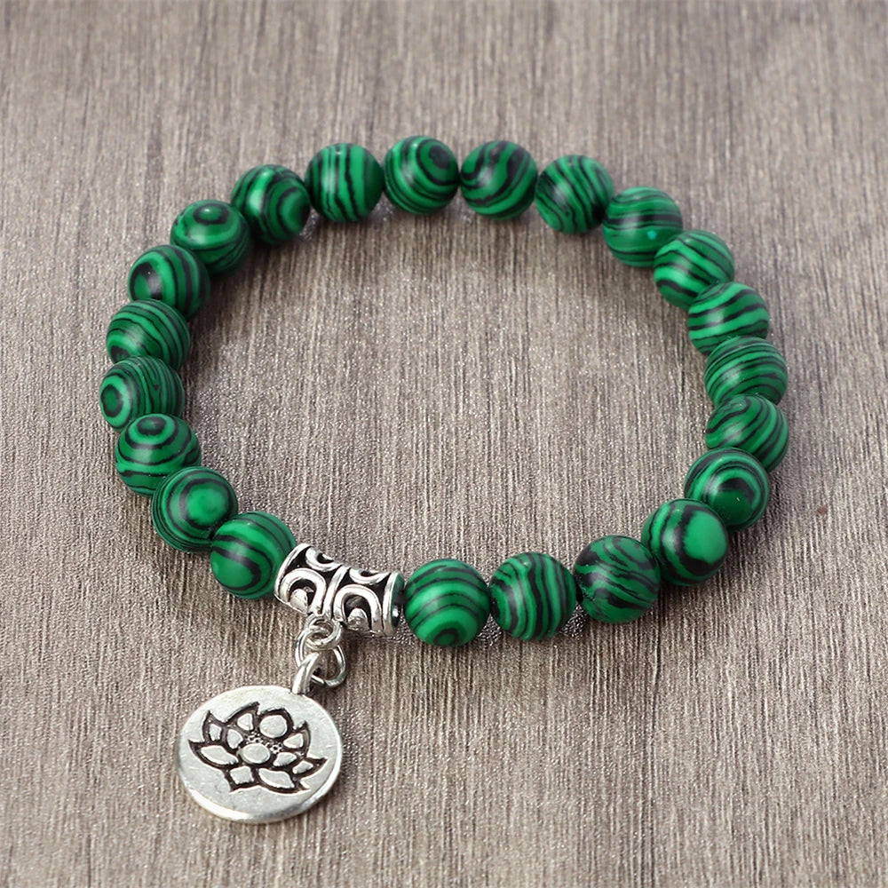 Lotus Pendant Natural Stone Beaded Bracelets