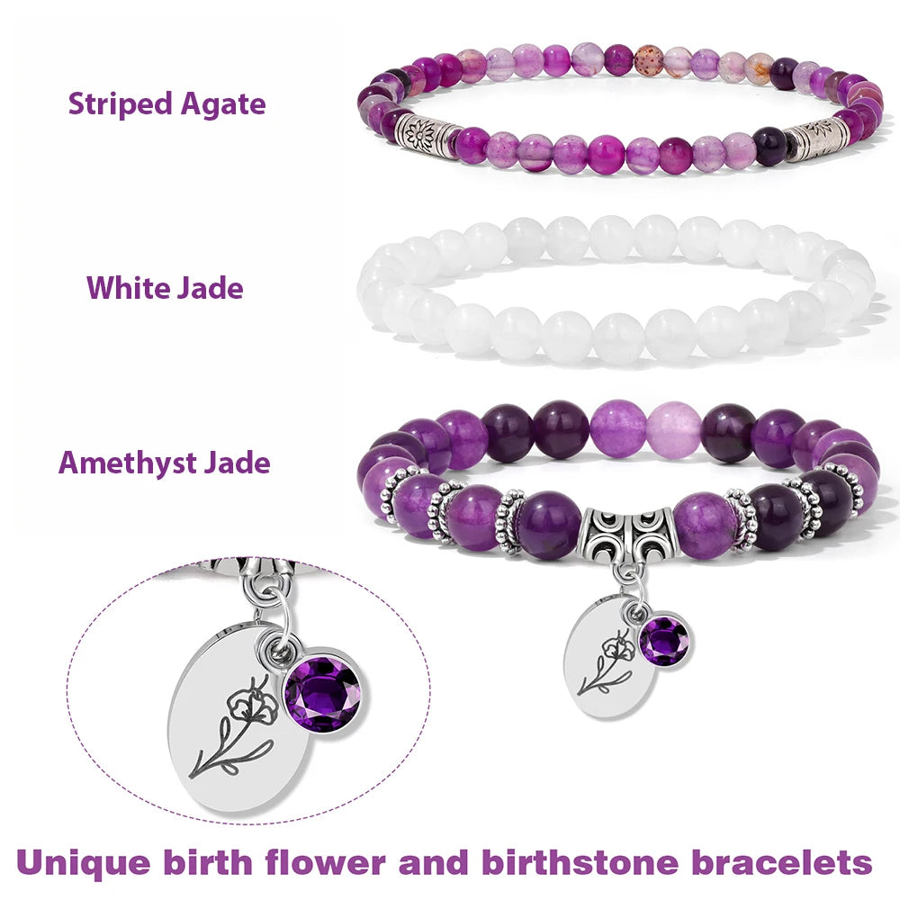 Birthstone Rose Sunflower Beaded Bracelet Sets