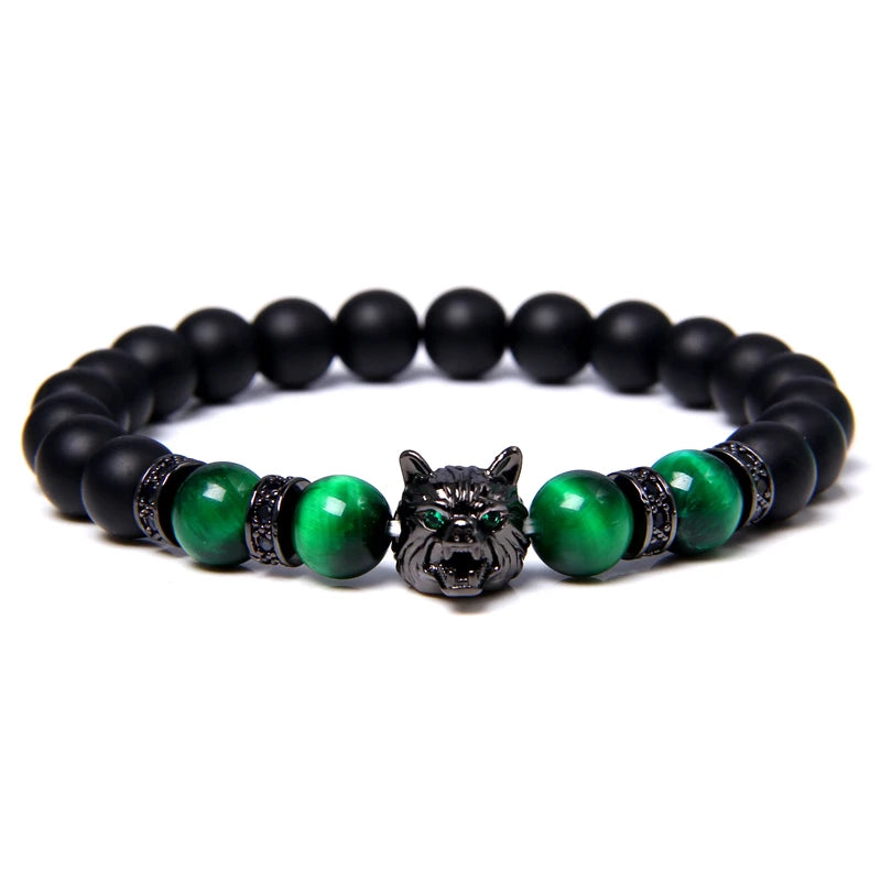 Alpha Wolf Head Charm Protection Diffuser Bracelet