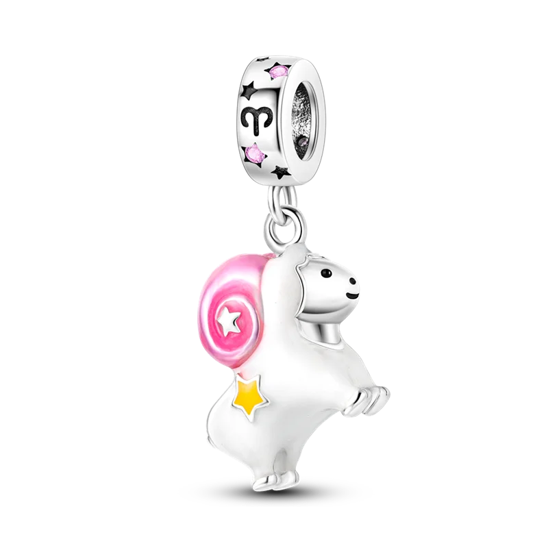 Zodiac Constellation Months Round Birthstone Charm Beads