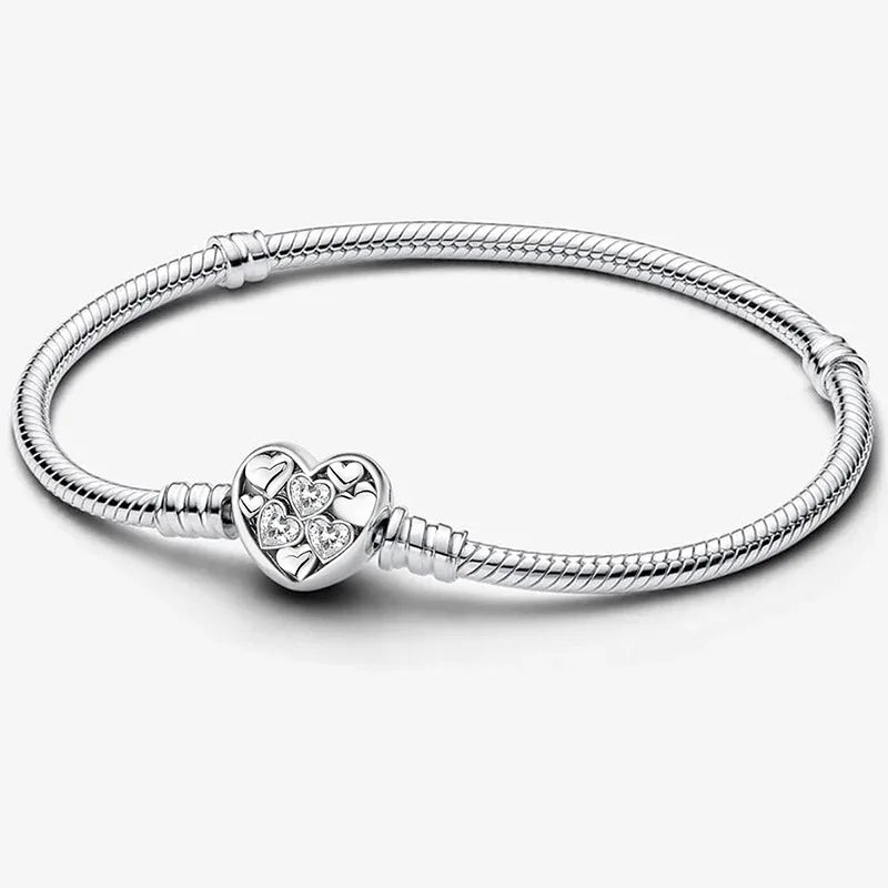 Sweet Love Heart Charm Platinum Bracelet