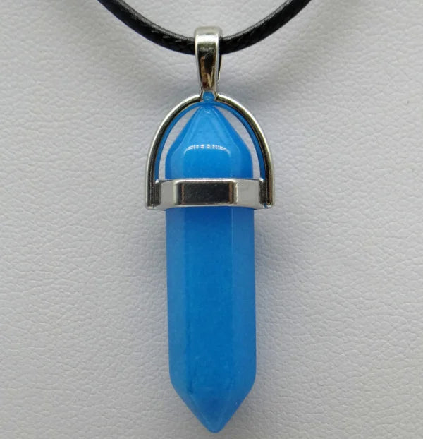 Natural Stone Crystal Hexagonal Pendant Necklace