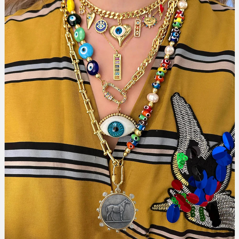 Multi-layer Multi-design Pendant Collar Necklace