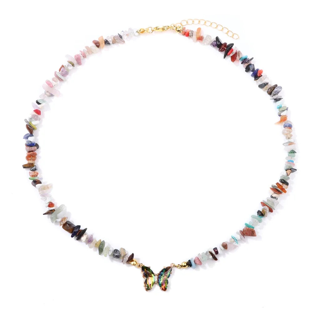Butterfly Pendant Necklace Gravel Bracelets