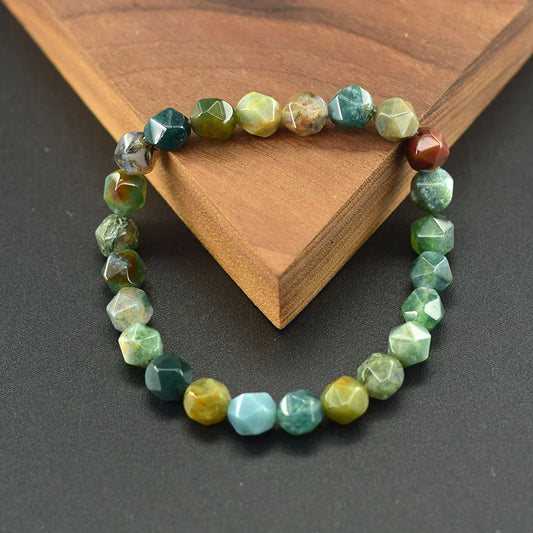 Colorful Indian Agate Bead Crystal Bracelet