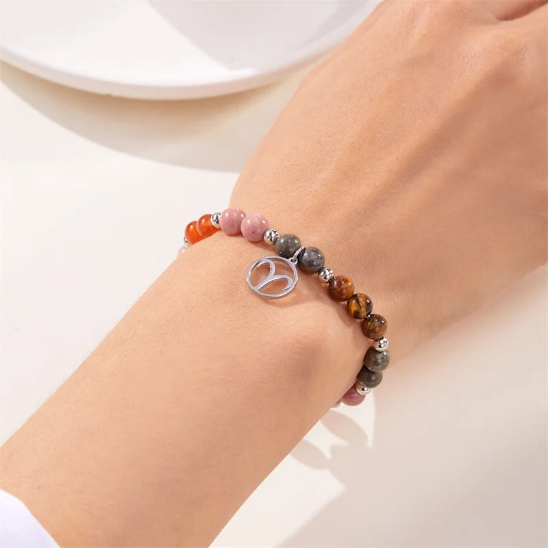 Colorful 12 Constellation Natural Stone Beaded Bracelets