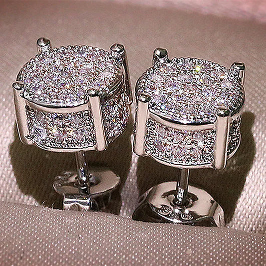 Exquisite Zircon Silver Stud Earrings