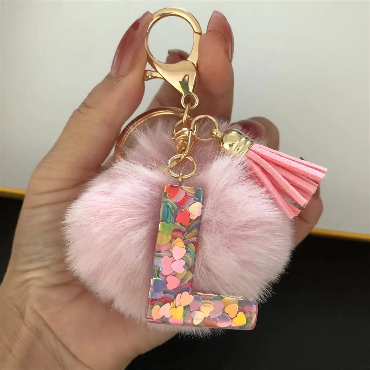 Pretty Pink Initials Alphabet Keychain Pendant