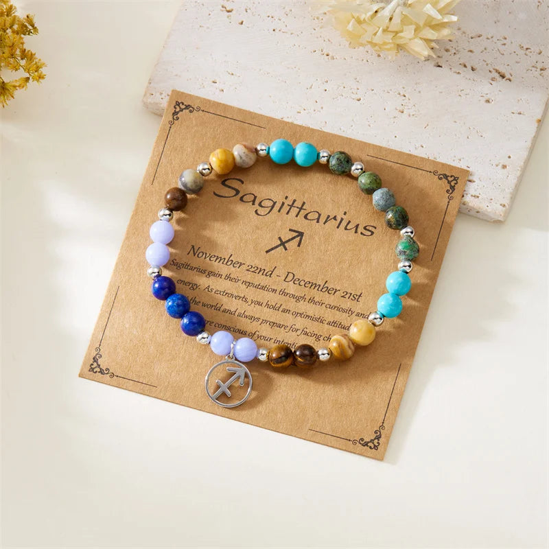 Colorful 12 Constellation Natural Stone Beaded Bracelets