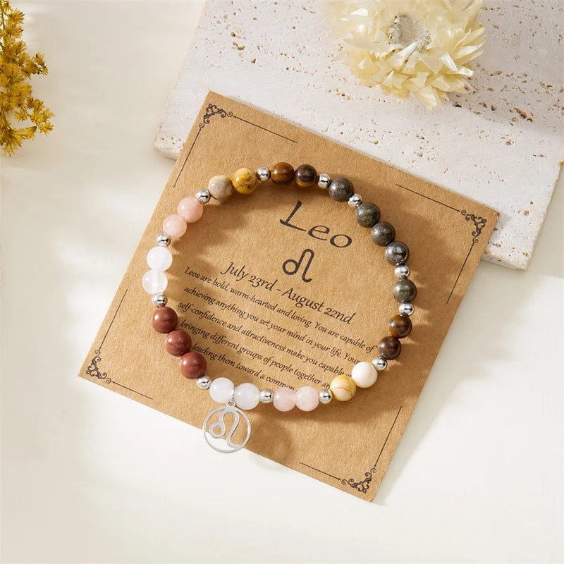 Colorful 12 Constellation Natural Stone Beaded Bracelets