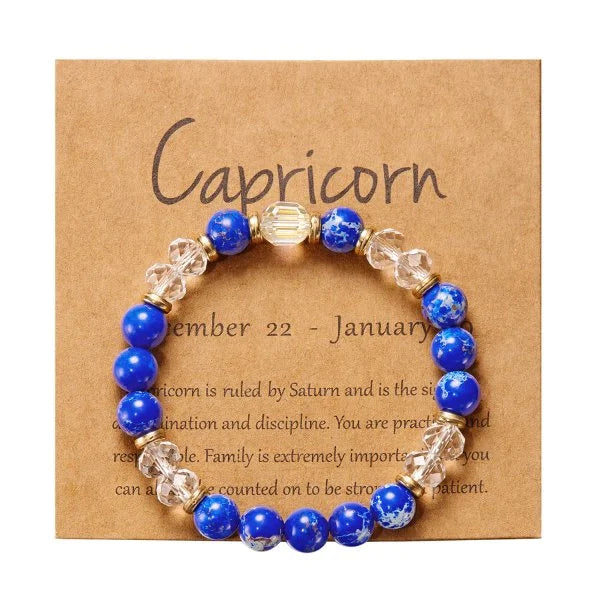 Gorgeous Glass 12 Zodiac Crystal Beaded Bracelet