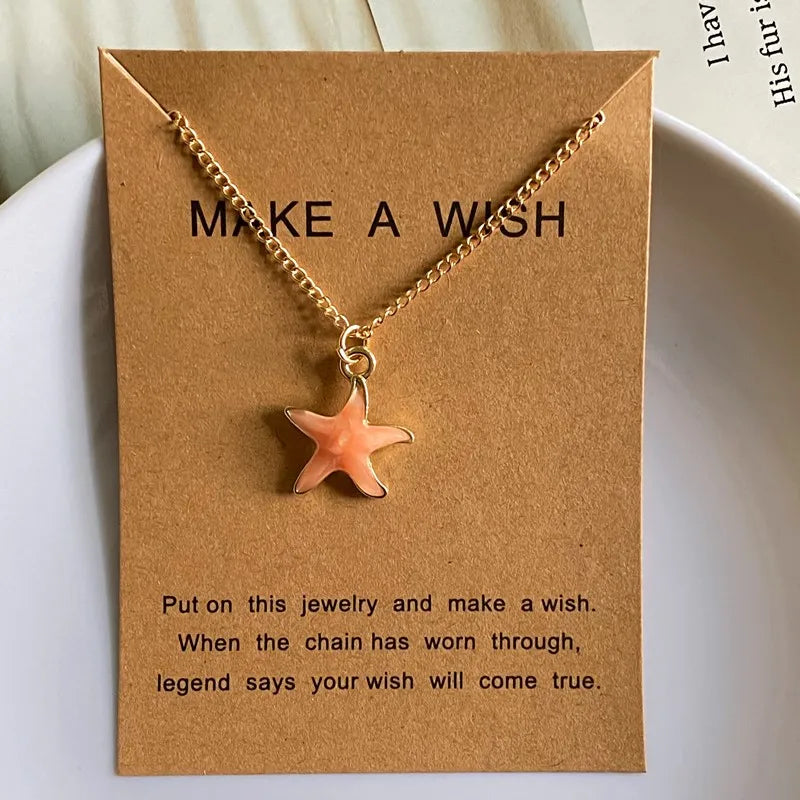 Gold Starfish "Make A Wish" Necklace