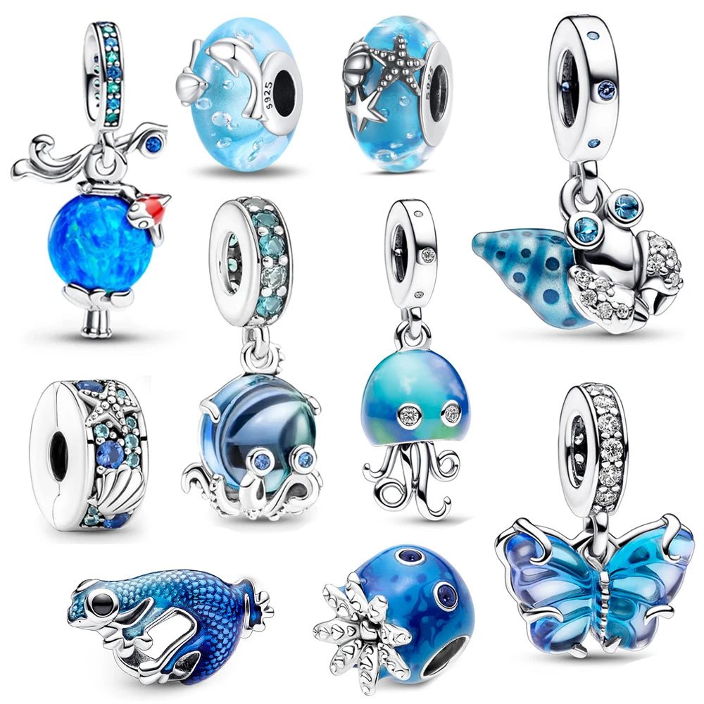 Gorgeous Ocean Blue Glassy Creature Dangle Charms