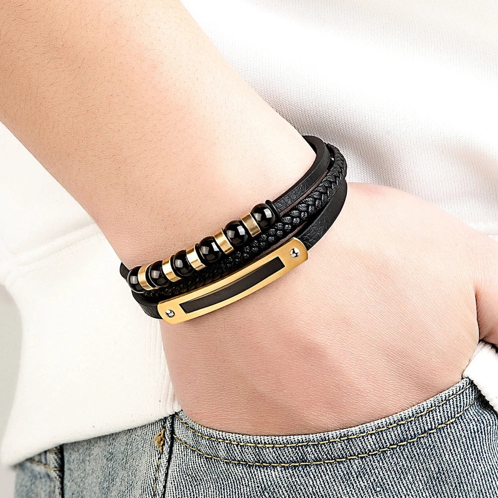 Magnetic Snap Charm Leather Bracelets
