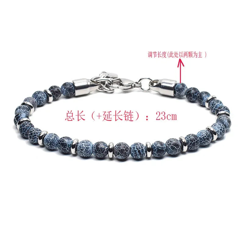 New Matte Map Volcanic Stone Beaded Personality Bracelet