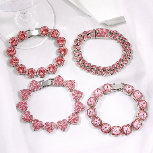 South Beach Miami Iced Out Cuban Link Bracelet 4Pcs Setss