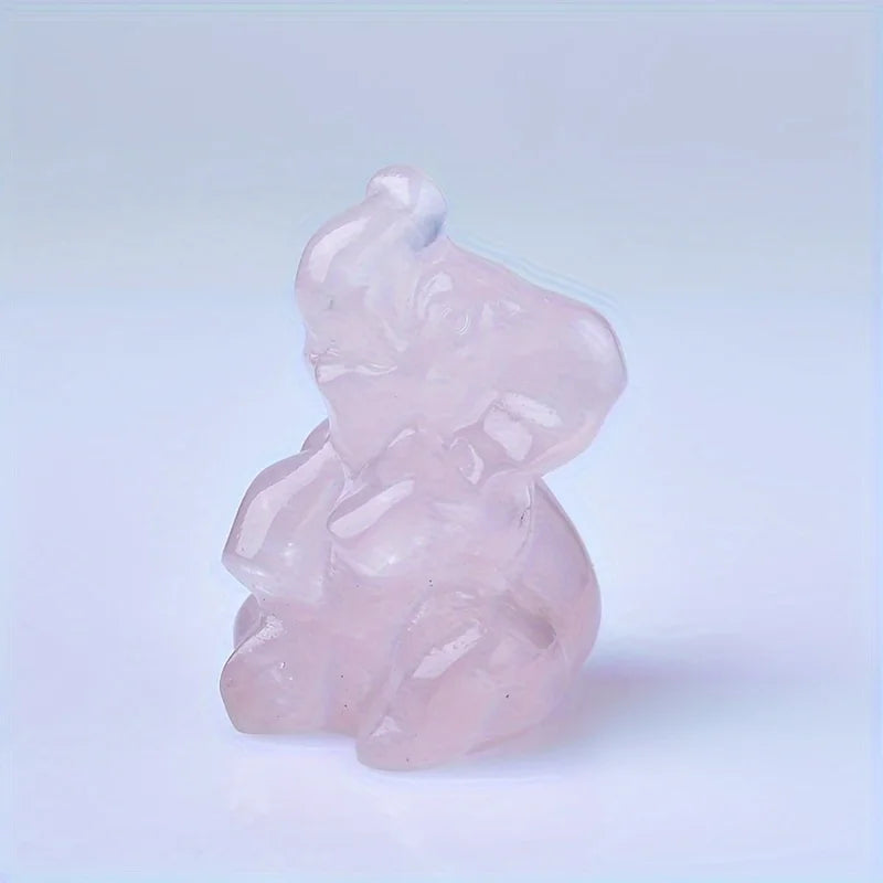 Crystal Unique Raw Stone Carved Elephant