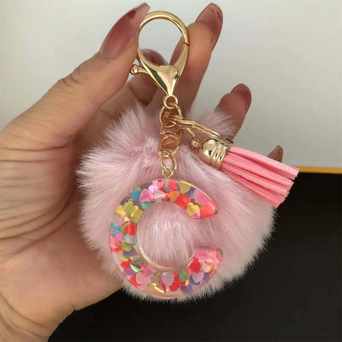 Pretty Pink Initials Alphabet Keychain Pendant