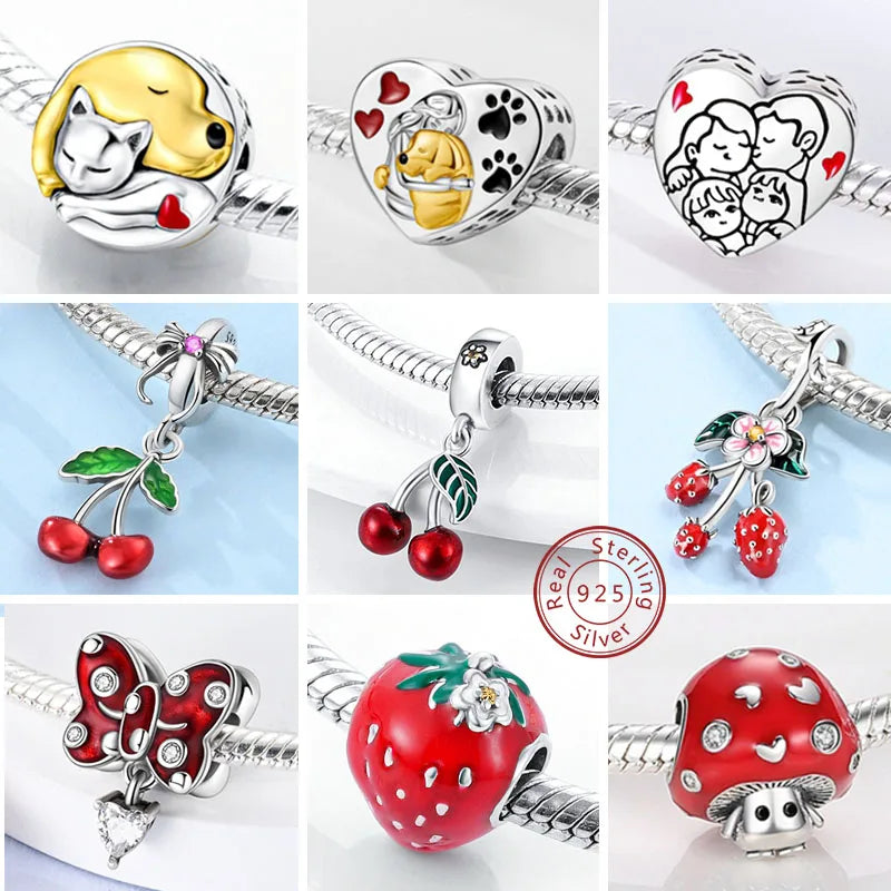 Red Cherry Strawberry Heart Warming Charm Pendants