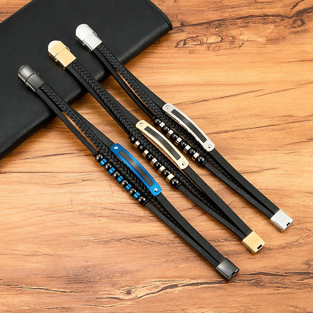 Magnetic Snap Charm Leather Bracelets