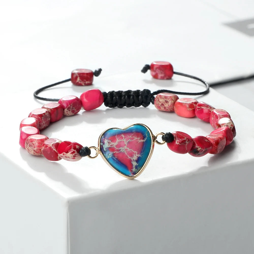 Beautiful Heart-shaped Charm Stone Bracelets