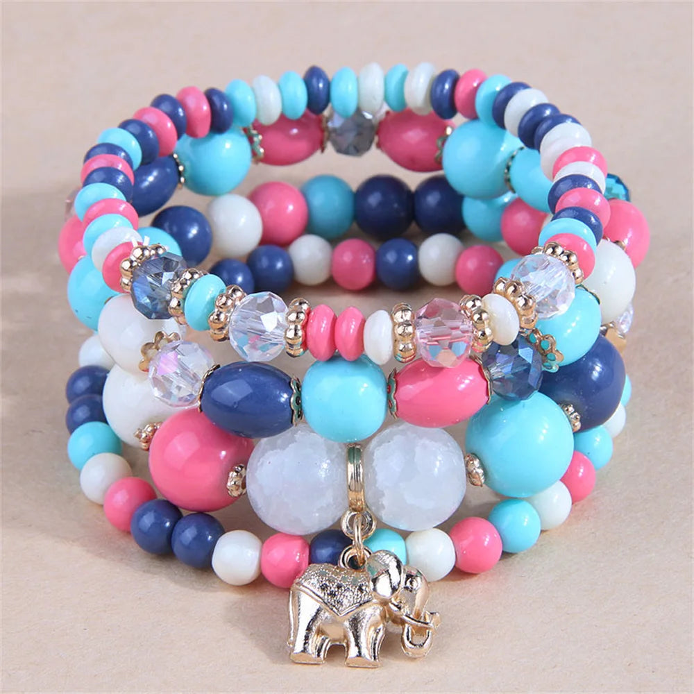 Good Luck Elephant Crystal Beads Bracelet