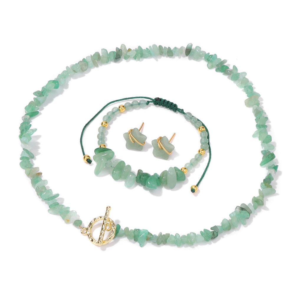 Stary Twinkle Gravel Natural Stone Chip Beads Jewelry Sets