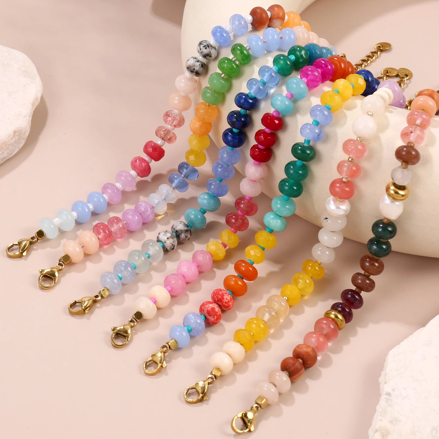 Colorful Gemstone Rainbow Bracelet