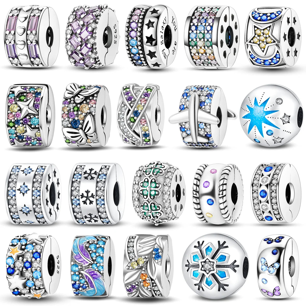 Daisy Charms Beads Silver Clasp Stopper Safety Clips