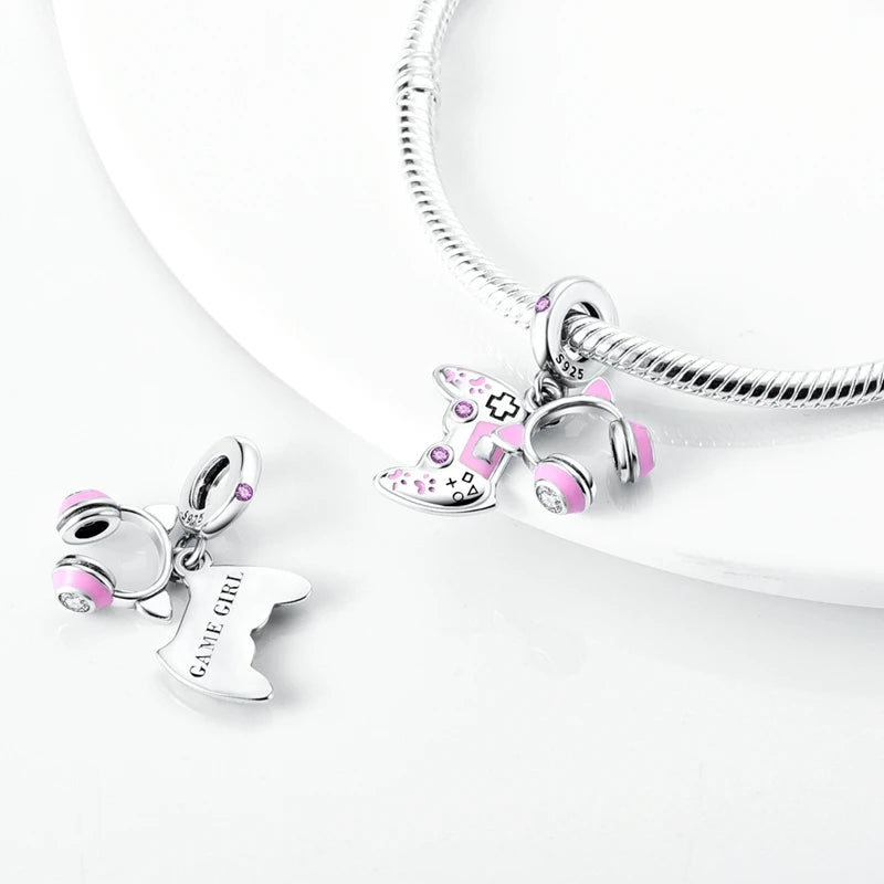 Splash Pink & Silver Pendant Charms