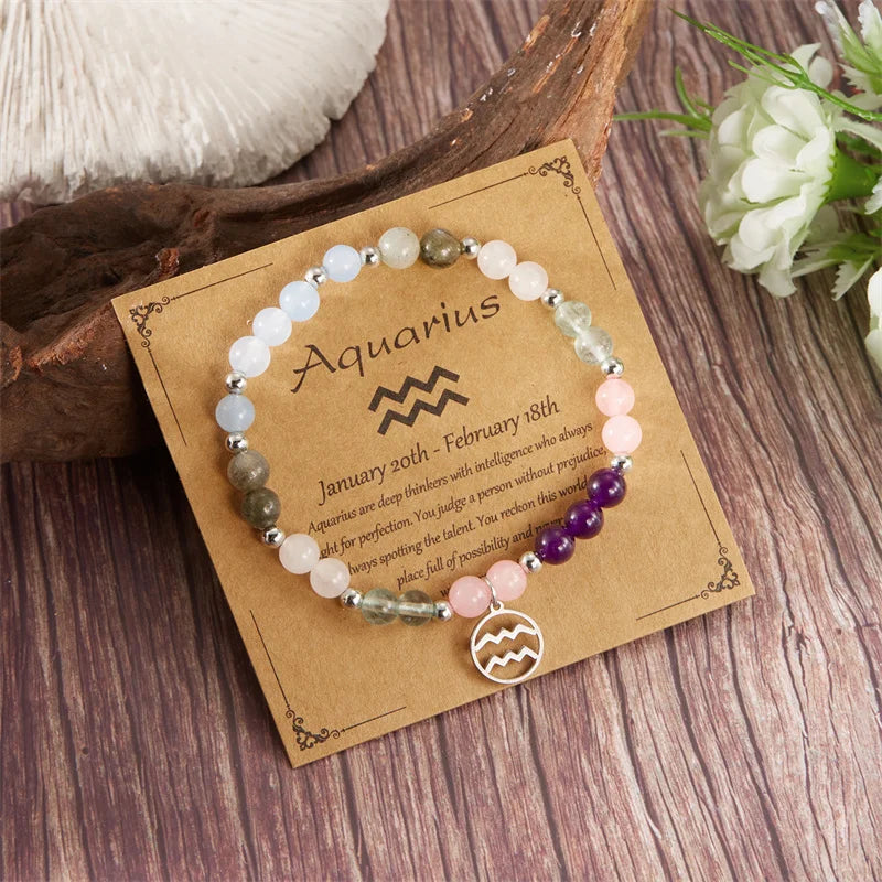 Colorful 12 Constellation Natural Stone Beaded Bracelets
