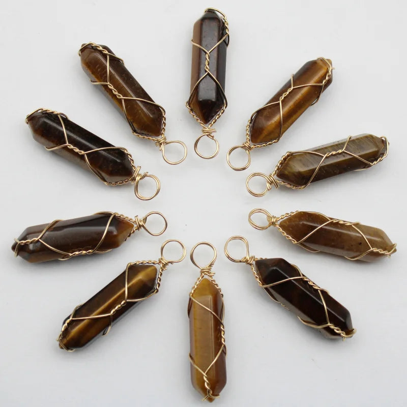 Crystal Glass-Stained Hexagonal Column Pendant