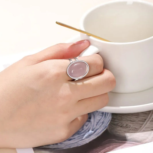 Natural Stone Oval Healing Crystal Rings