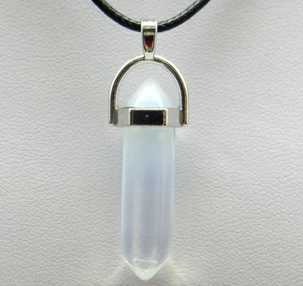 Natural Stone Crystal Hexagonal Pendant Necklace
