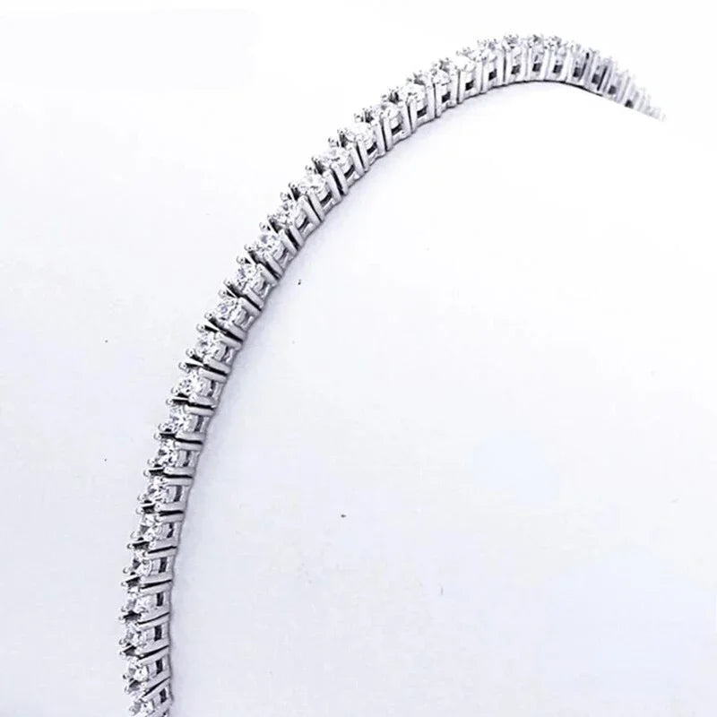 Diamond studded Tennis Genuine Sterling Silver Bracelet