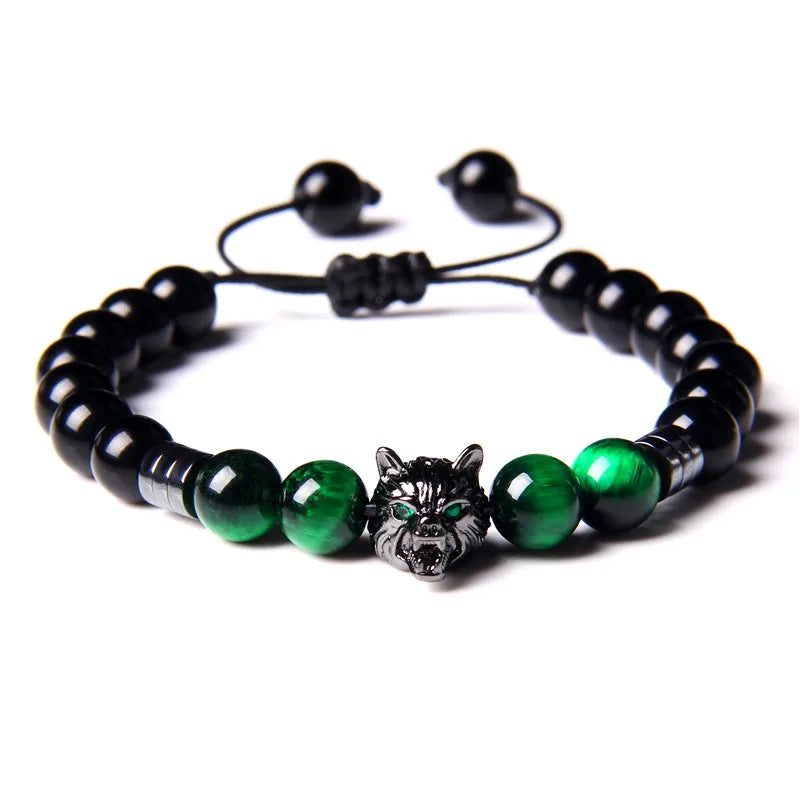 Alpha Wolf Head Charm Protection Diffuser Bracelet