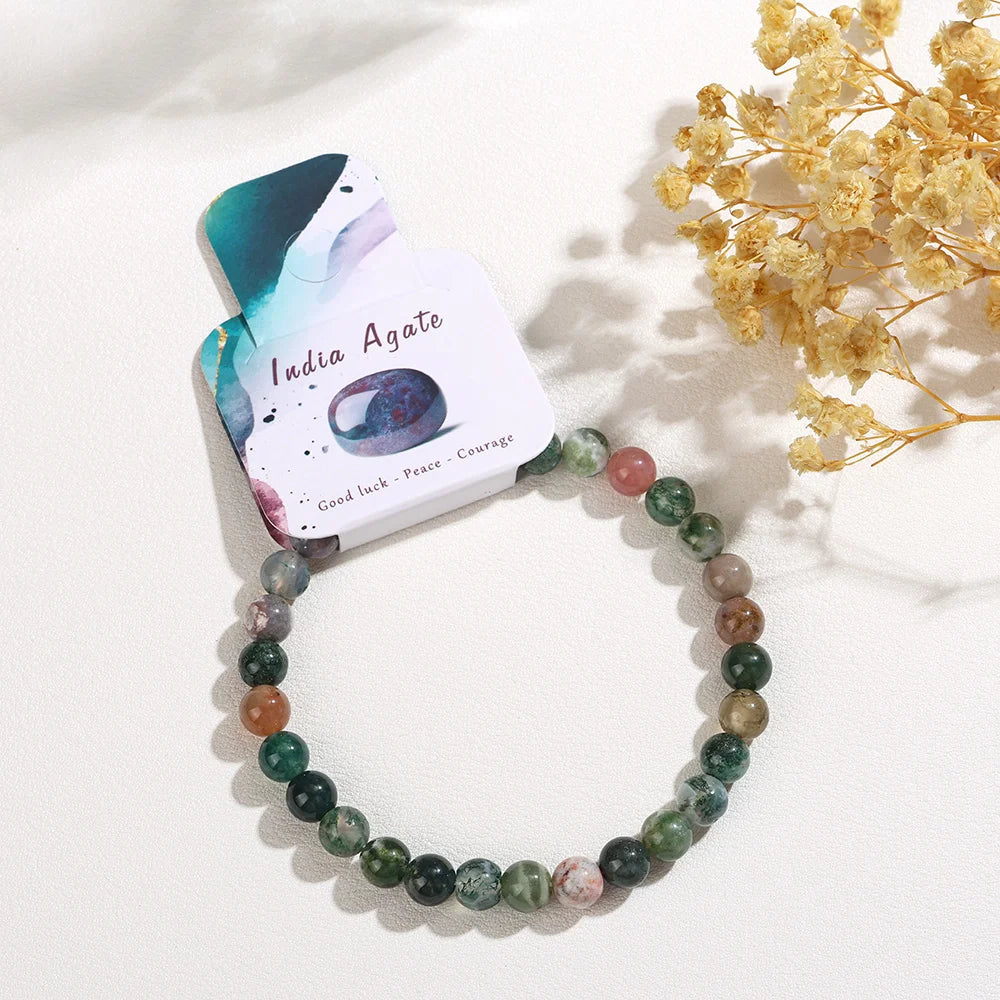 Chakra Colored Natural Stone Beads Bracelet
