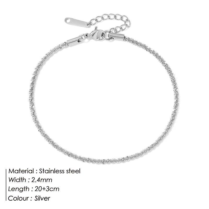 Stainless Steel Gold & Silver Array Anklets