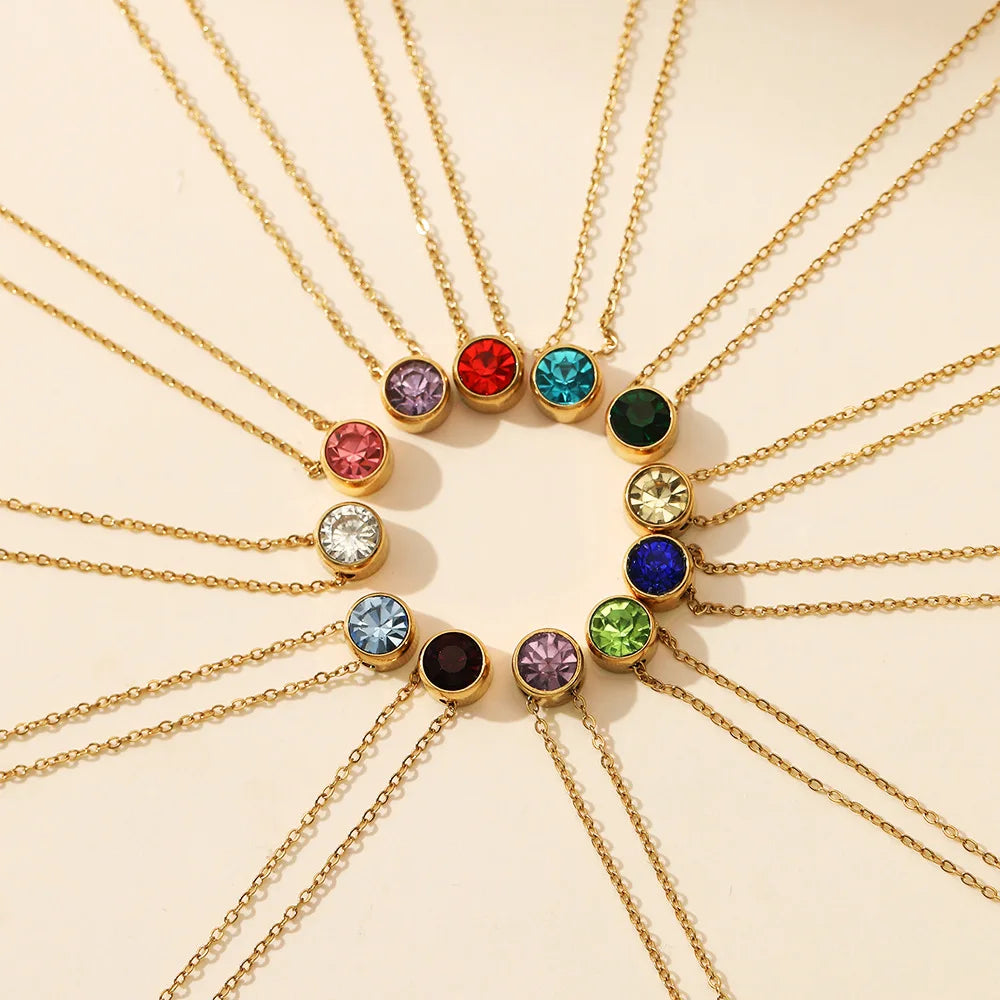 Gold Birthstone Pendant Necklaces