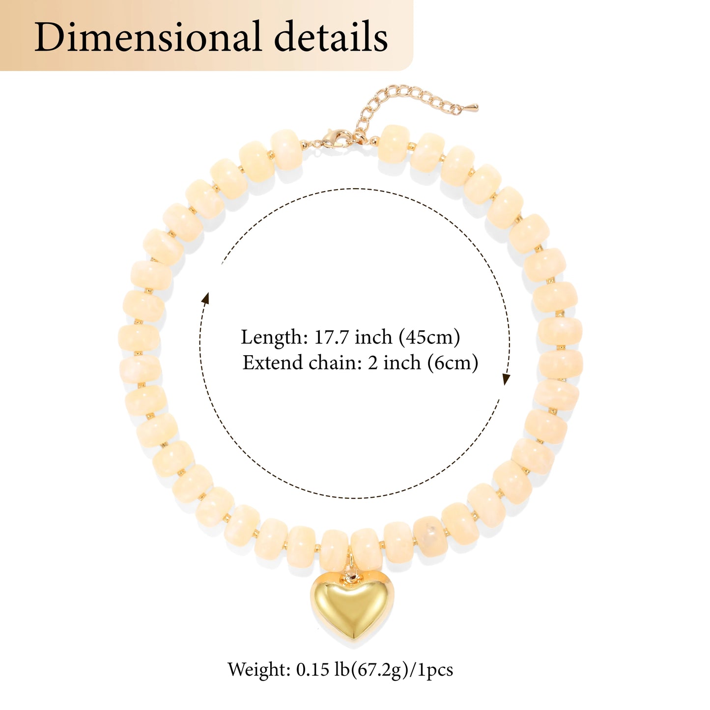 Colorful Crystal Beaded Choker Necklace 14K Gold Plated Heart Pendant