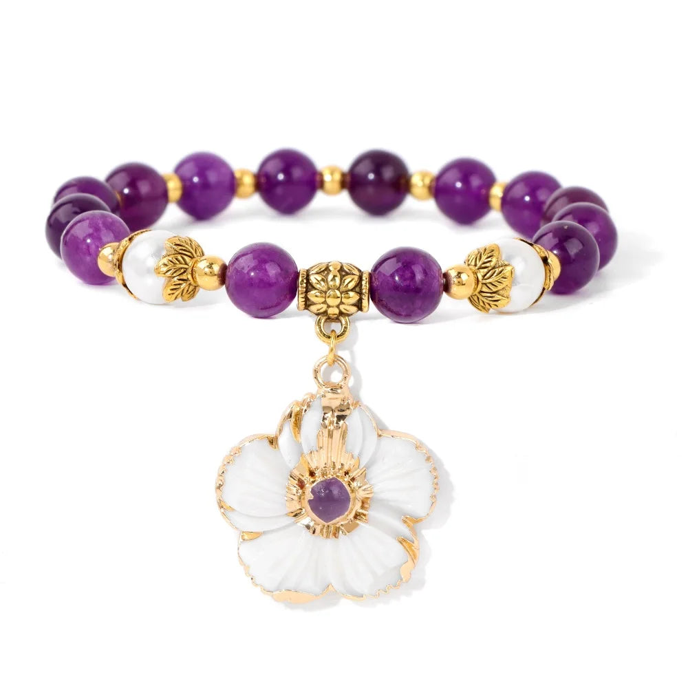 Natural Amethysts Charm Bracelet Series