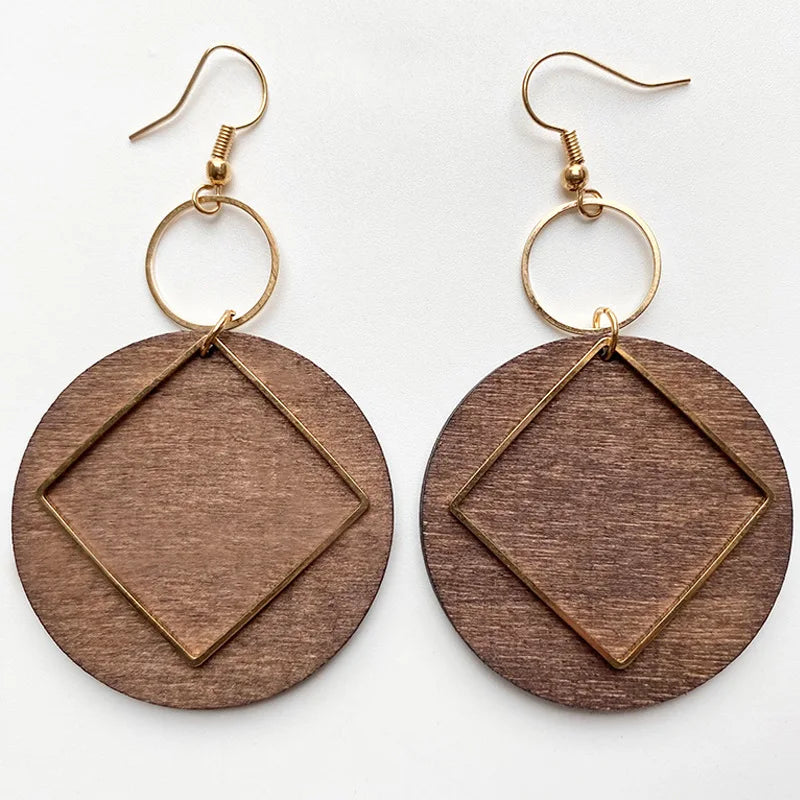Organic Brown African Water Drop Vintage Earrings