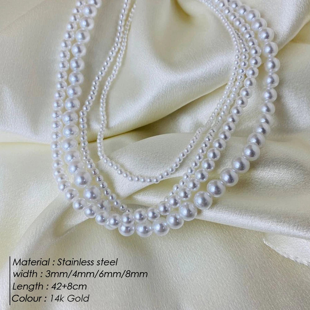 Layered White Pearl Collarbone Necklace