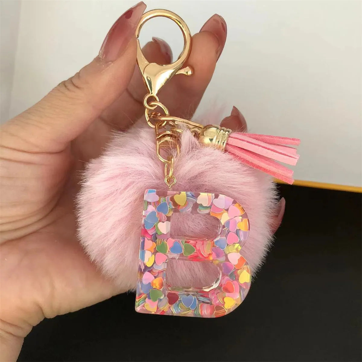 Pretty Pink Initials Alphabet Keychain Pendant
