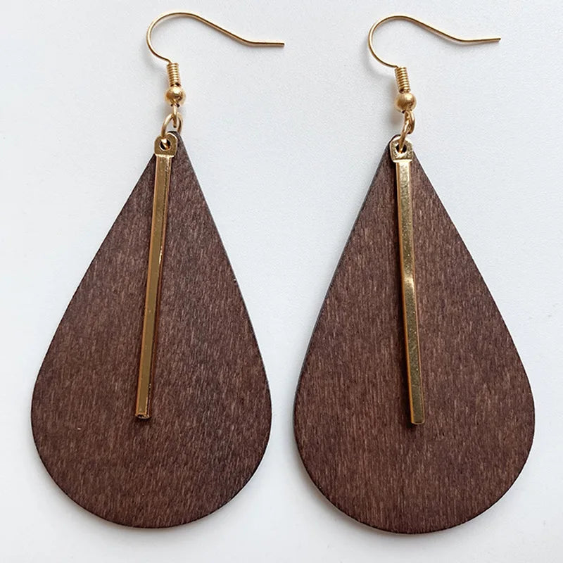 Organic Brown African Water Drop Vintage Earrings