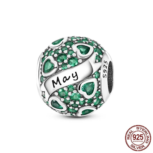 Zodiac Constellation Months Round Birthstone Charm Beads