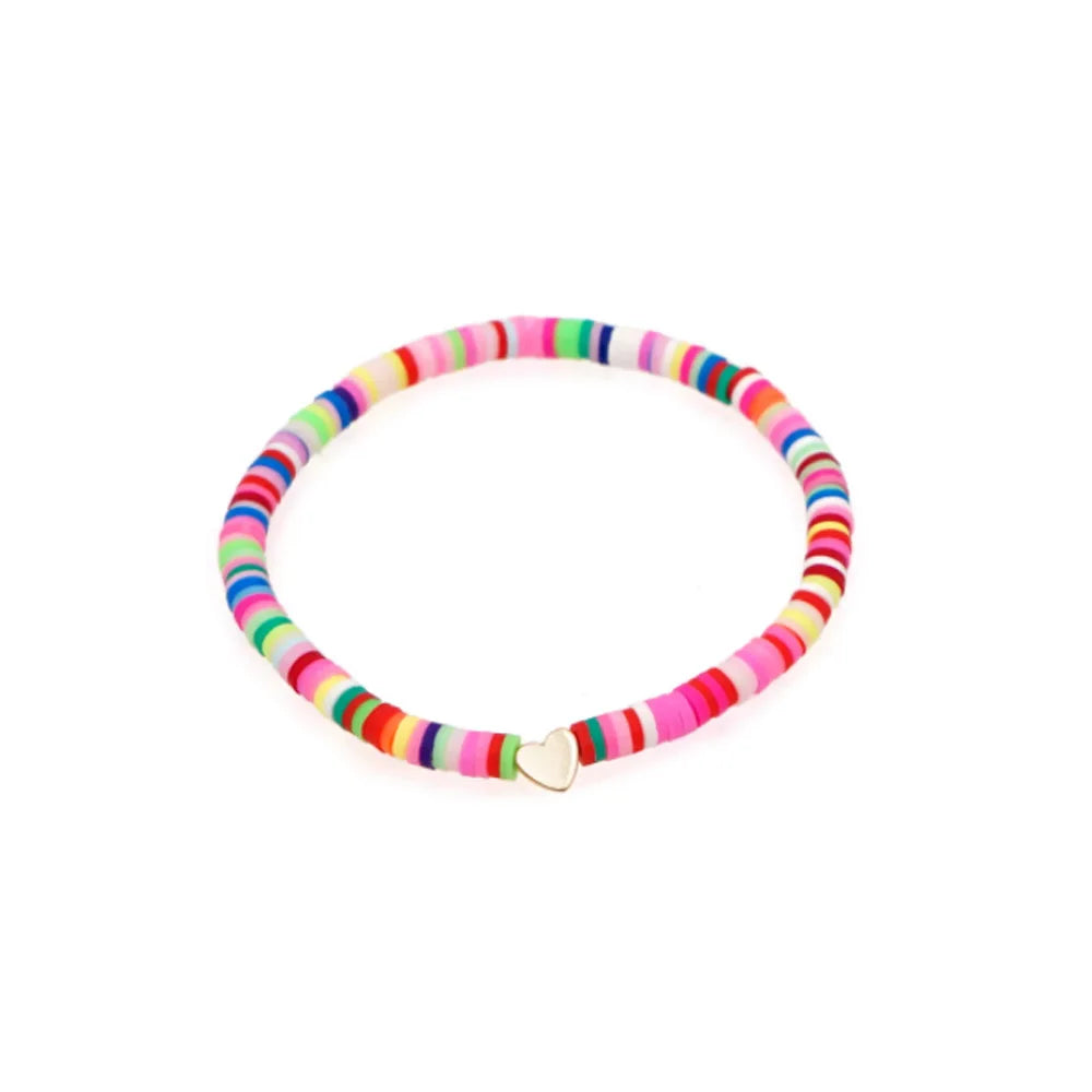 Rainbow Heart Charm Stackable Bracelets Sets