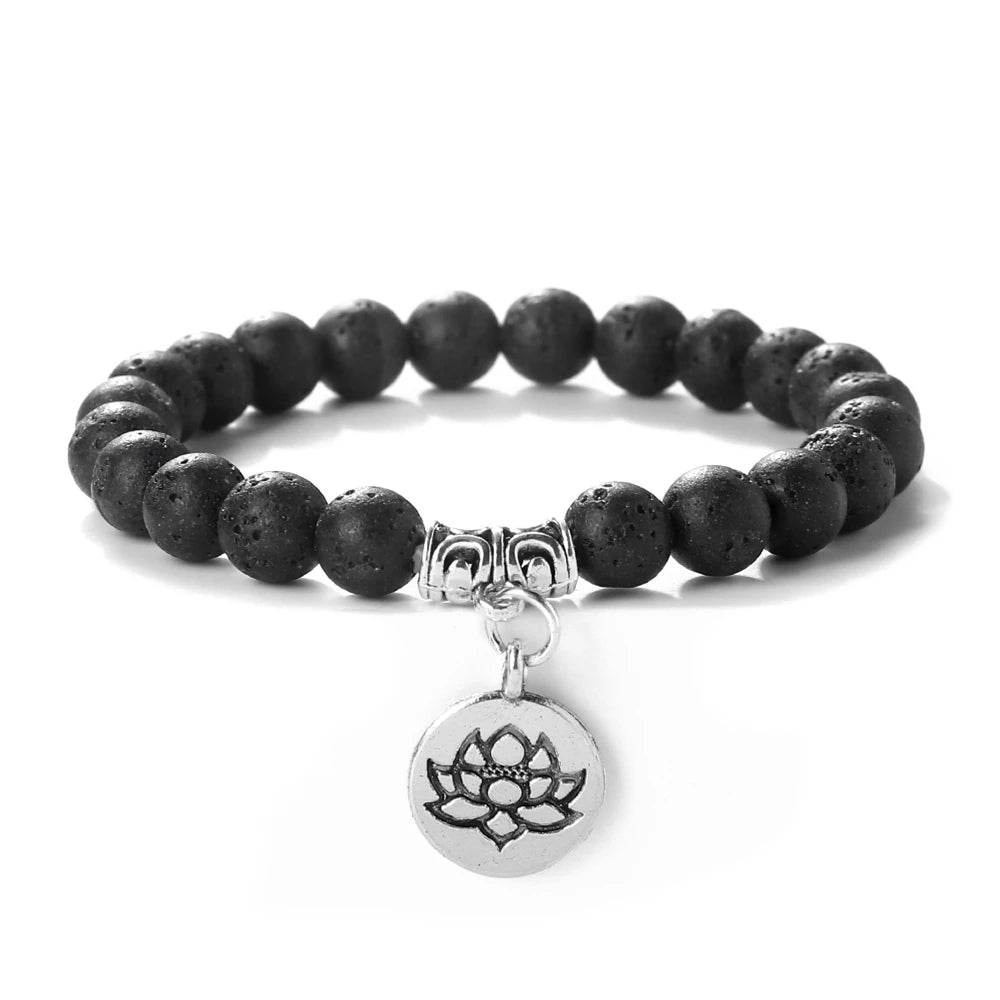 Lotus Pendant Natural Stone Beaded Bracelets